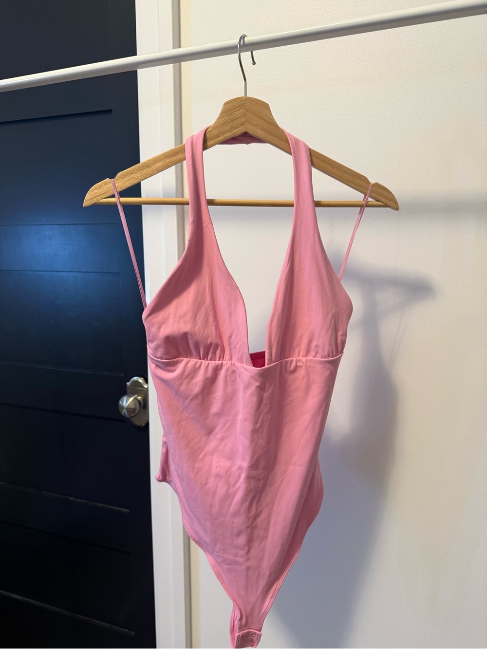 Garage Pink Halter V-Neck Bodysuit